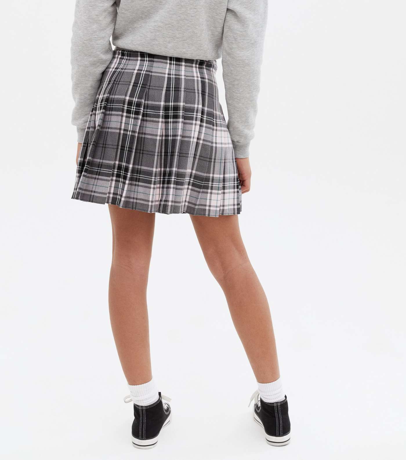 Girls Pink Check Pleated Tennis Skirt Image 4