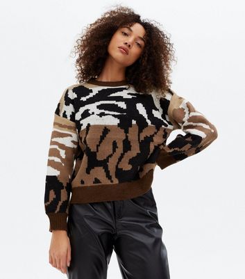 Animal print sale colour block jumper