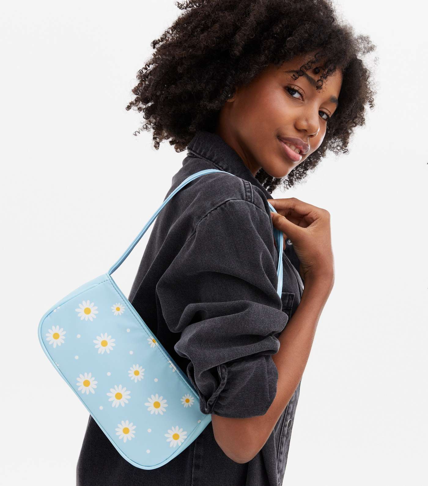 Girls Pale Blue Daisy Shoulder Bag