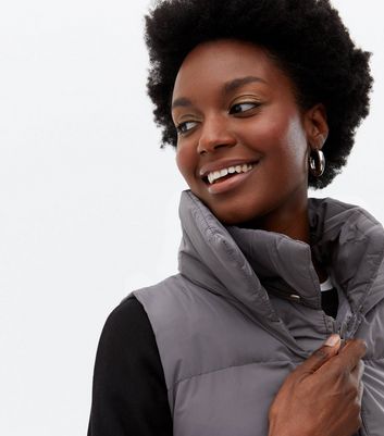 Click to view product details and reviews for Blue Vanilla Grey Puffer Belted Hooded Gilet New Look.