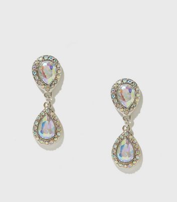 Damen Accessoires Silver Diamanté Mini Teardrop Earrings