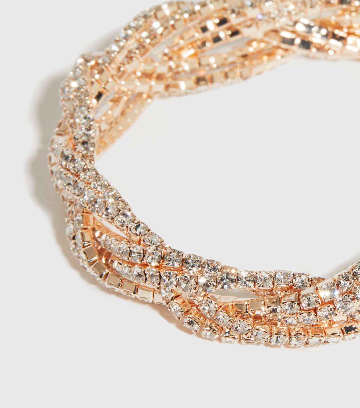 Rose Gold Diamanté Plaited Bracelet Image 2