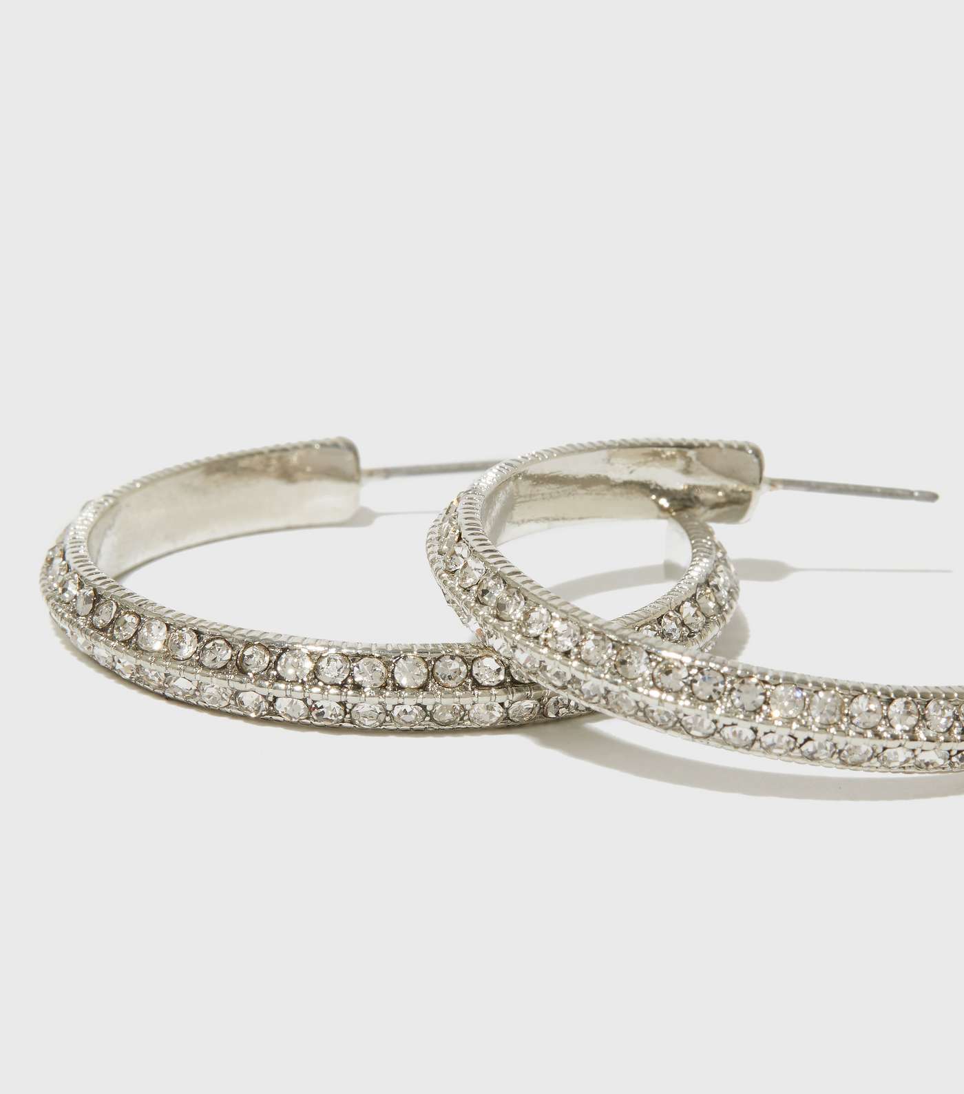 Silver Diamanté Hoop Earrings Image 3