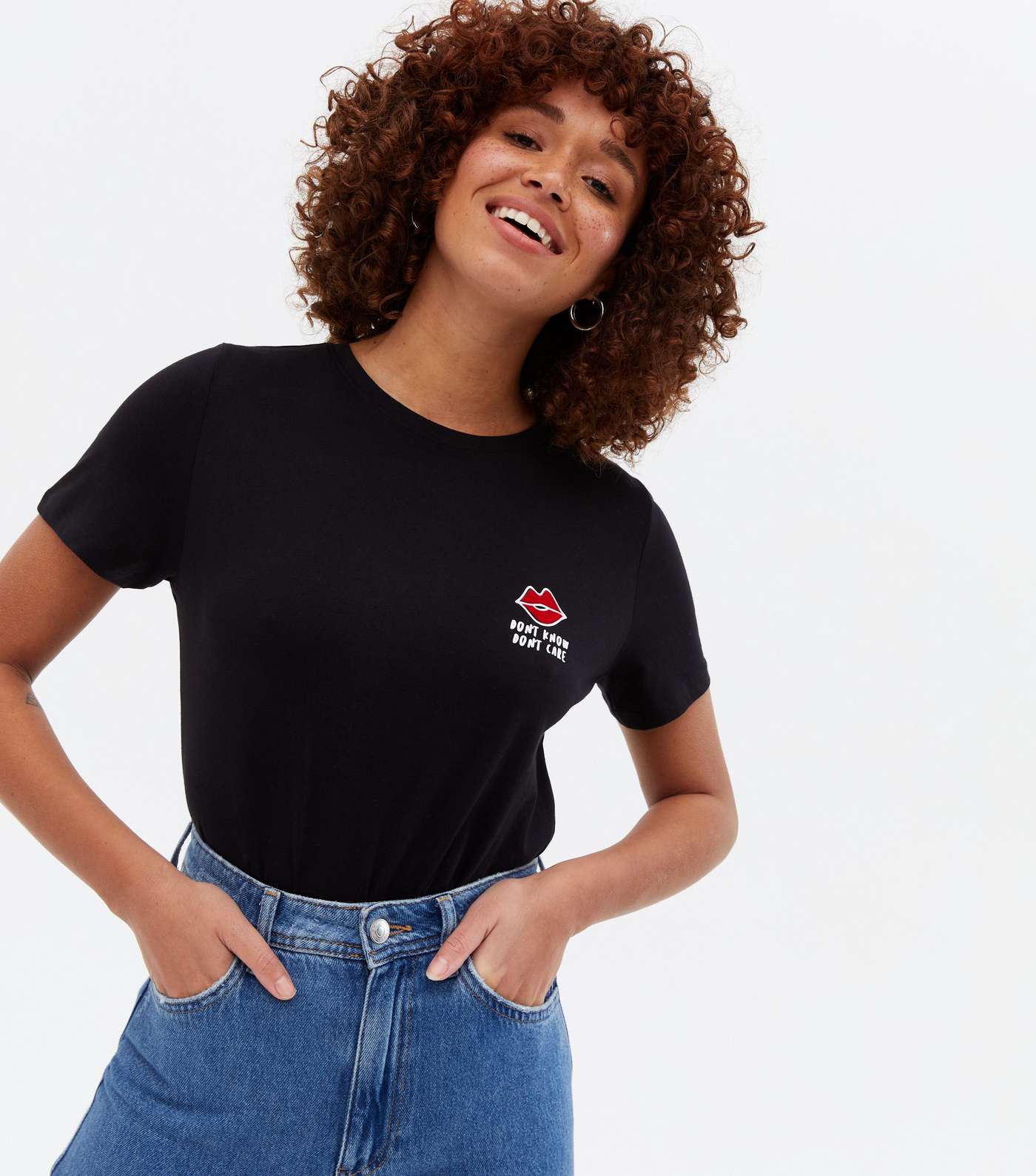 Black Dont Care Lips Logo T-Shirt