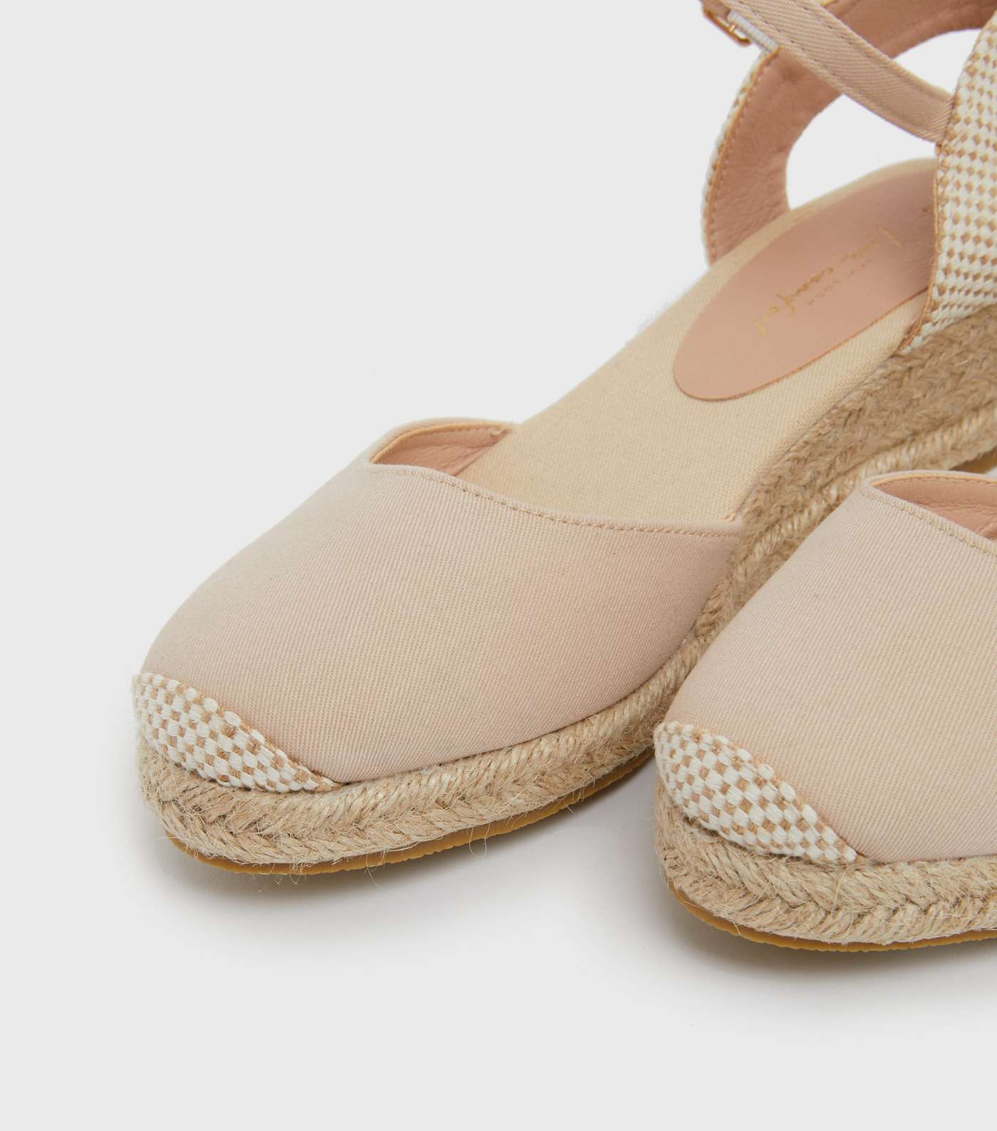 Cream Canvas Espadrille Wedge Sandals Image 4