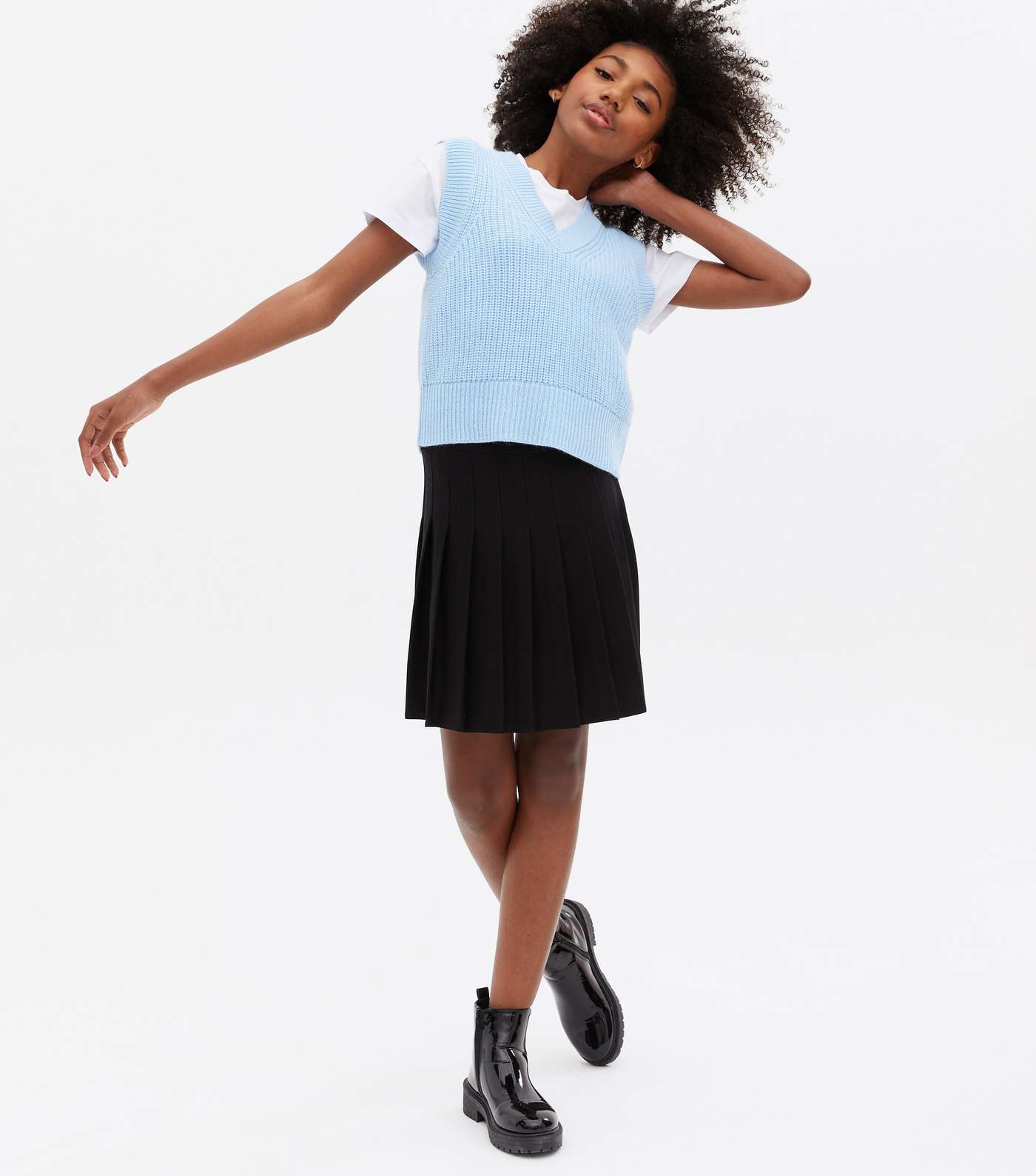 Girls Bright Blue 2-in-1 Vest Jumper T-Shirt Image 2