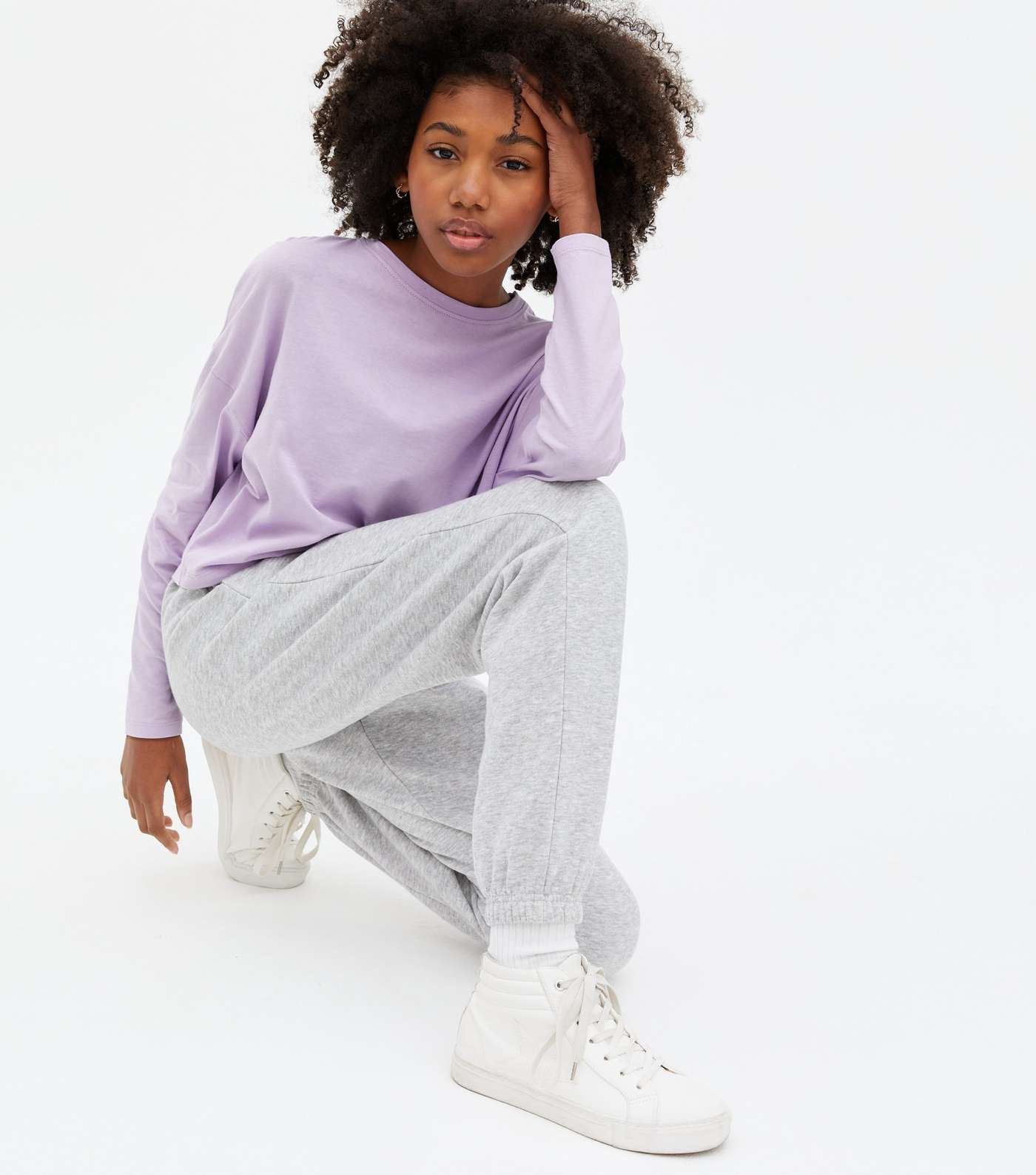 Girls Lilac Long Sleeve Boxy T-Shirt Image 2
