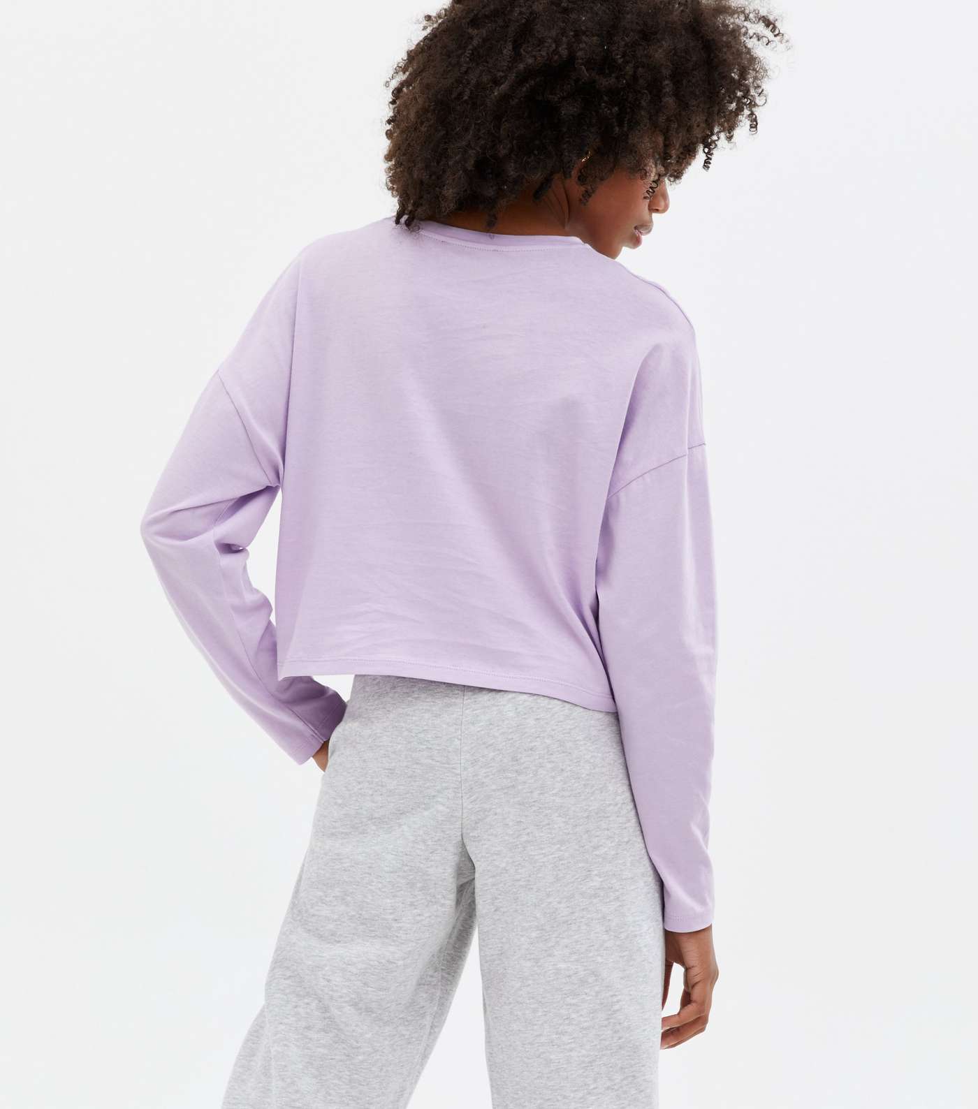 Girls Lilac Long Sleeve Boxy T-Shirt Image 4