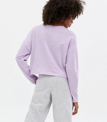 Teenager Bekleidung für Mädchen Girls Lilac Long Sleeve Boxy T-Shirt