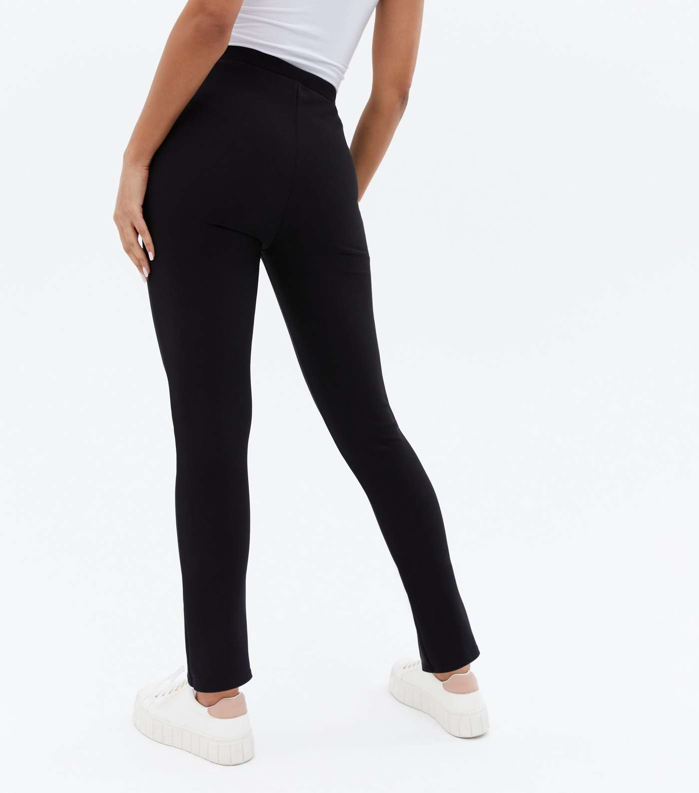 Black Split Front Skinny Trousers Image 4