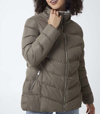 olive puffer jacket women's