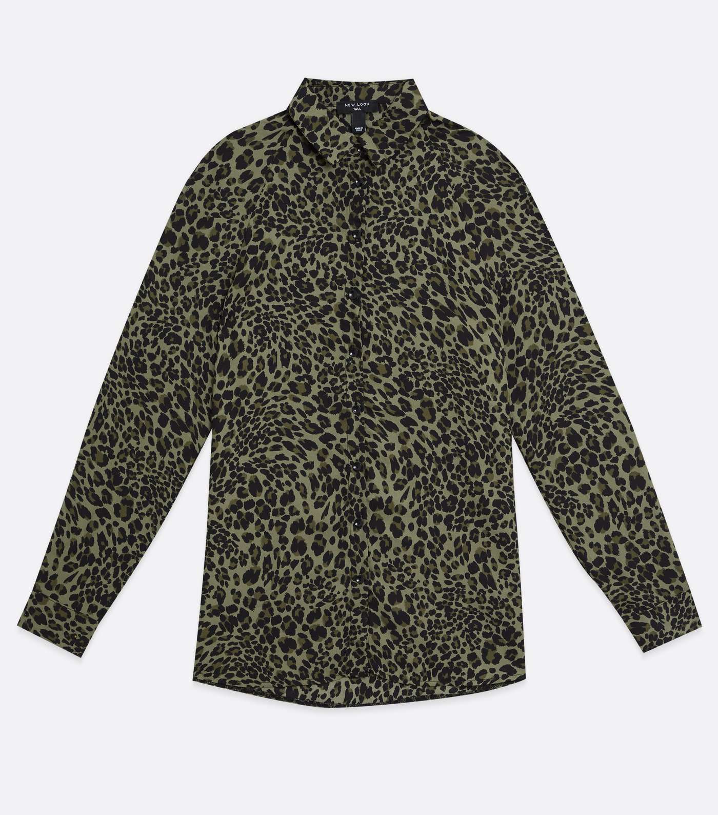 Tall Green Leopard Print Cold Shoulder Shirt Image 5