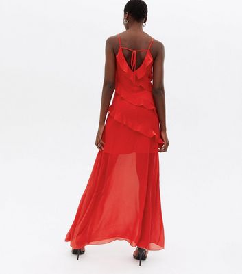 New look hot sale red maxi dress