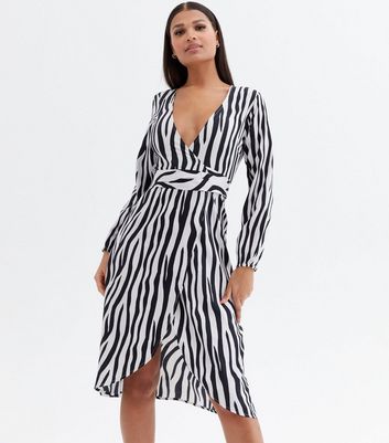 Damen Bekleidung Madam Rage White Zebra Midi Wrap Dress Damen Bekleidung Madam Rage White Zebra Midi Wrap Dress
