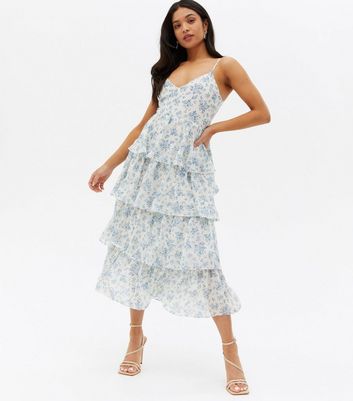 chiffon tiered midi dress