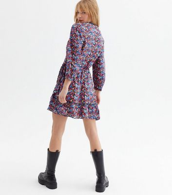 Click to view product details and reviews for Madam Rage Blue Floral Ruffle Mini Wrap Dress New Look.