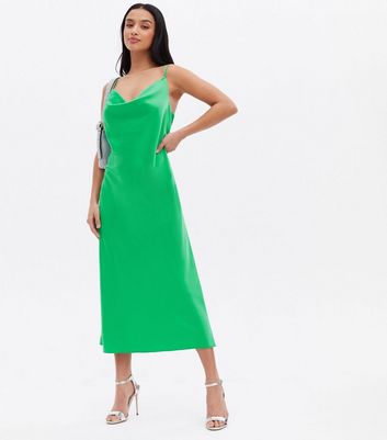 new look green slip dress