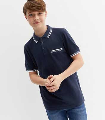 Boys Navy Piqué Short Sleeve Polo Shirt