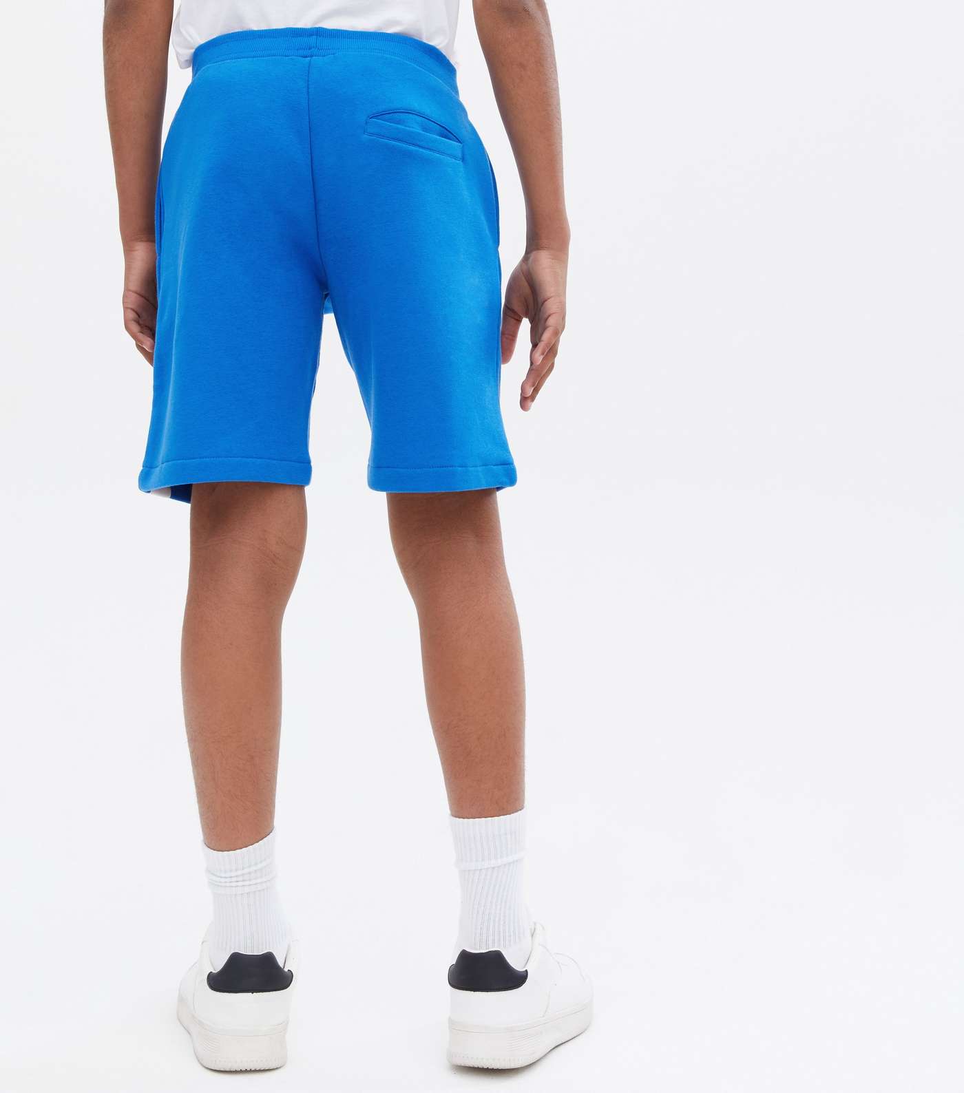 Boys Bright Blue Jersey Drawstring Shorts Image 4