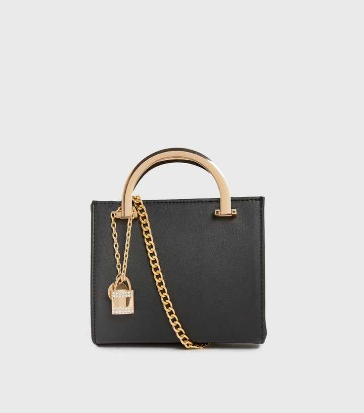 Little Mistress Black Chain Strap Small Tote Bag