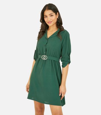 green buckle dress