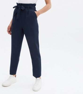 Navy Belted High Waist Trousers | New Look