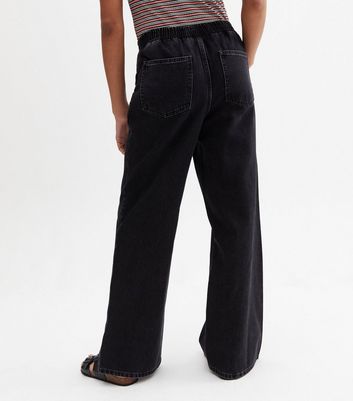 black elasticated waist jeans