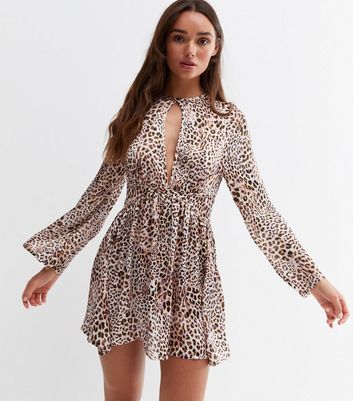 cut out leopard print dress