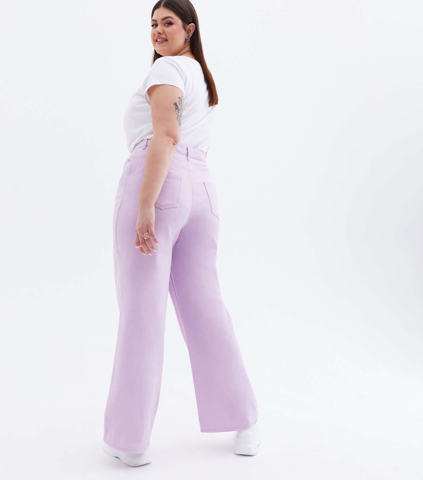 Turn up the Volume Curves Lilac Extreme Wide Leg Jeans Image 4