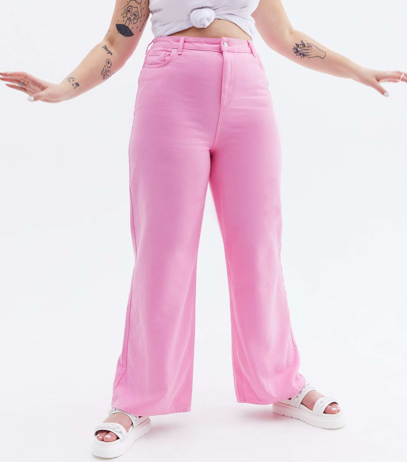 Turn up the Volume Curves Pink Extreme Wide Leg Jeans Image 2