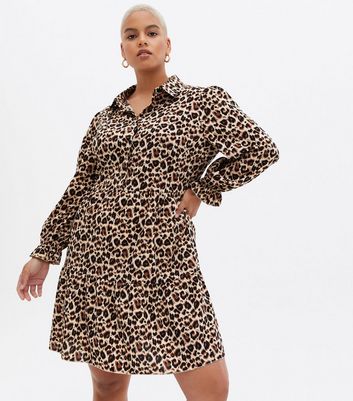 leopard print shirt dress new look