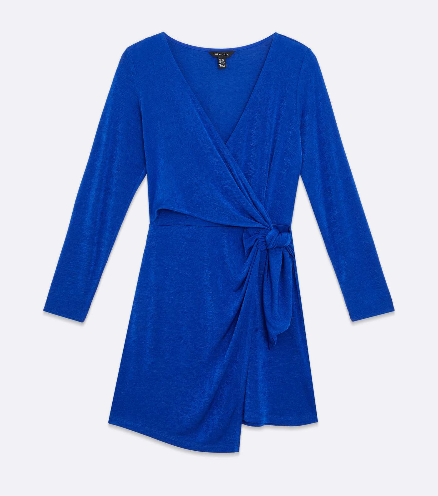 Blue Long Sleeve Mini Wrap Dress Image 5