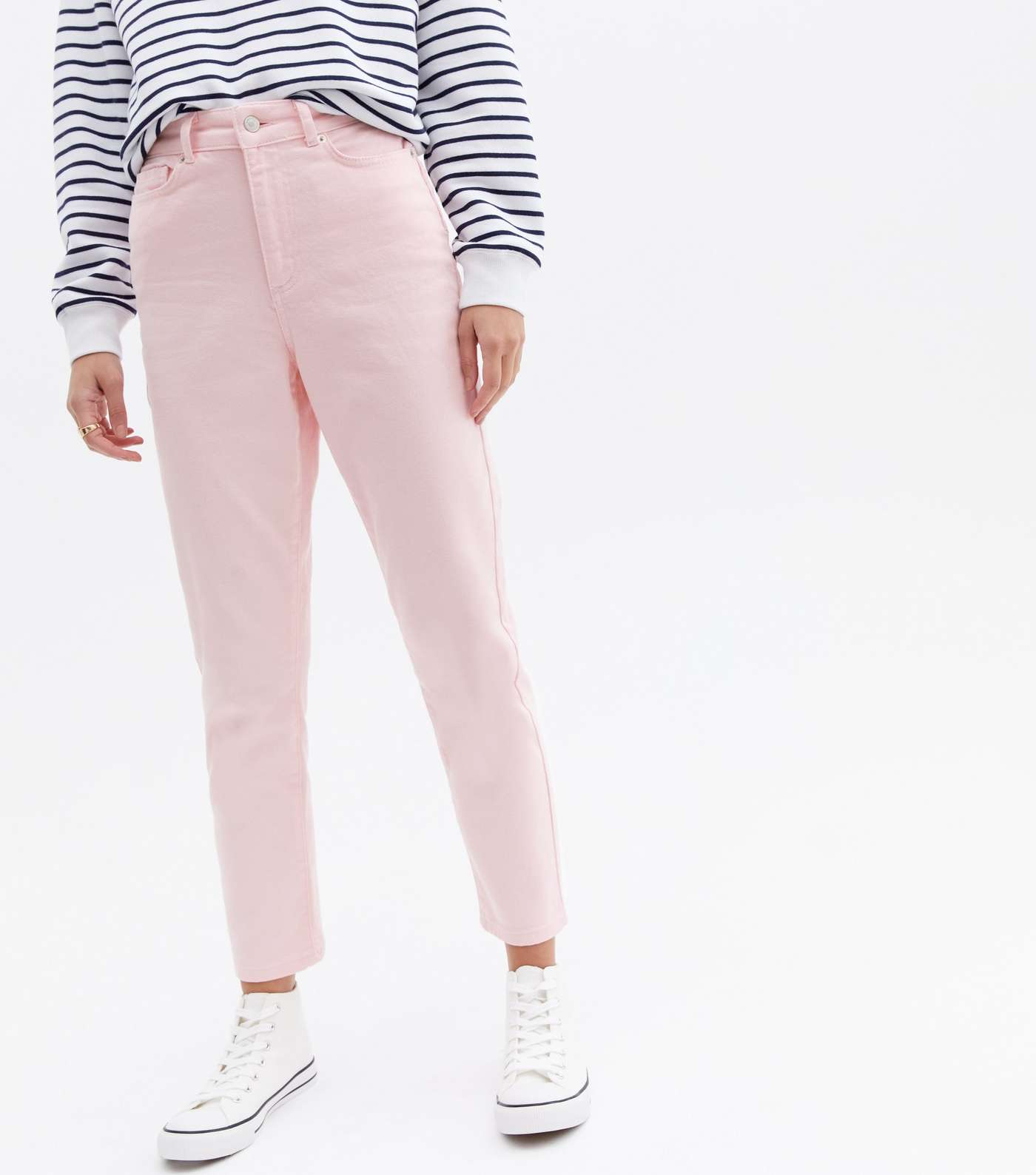 Pale Pink Waist Enhance Tori Mom Jeans Image 2