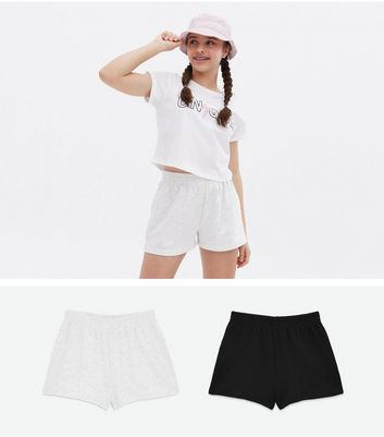 Girls 2 Pack Light Grey and Black Jogger Shorts