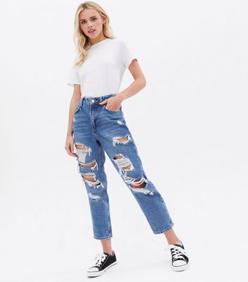 Petite Blue Extreme Rip High Waist Tori 