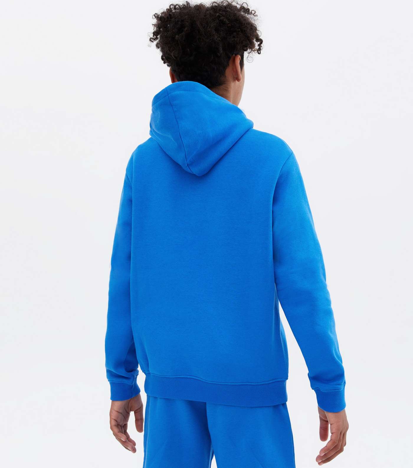 Boys Bright Blue Jersey Hoodie and Jogger Set Image 4