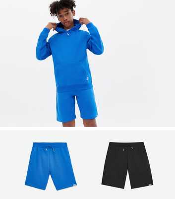 Boys 2 Pack Bright Blue and Black Jersey Shorts