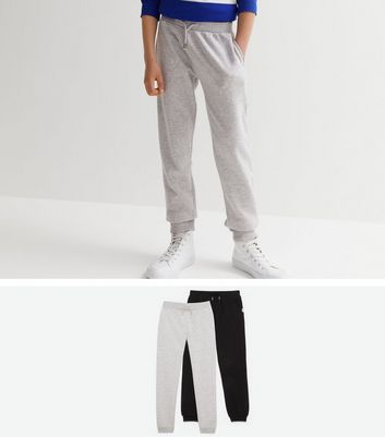 Boys 2 Pack Grey and Black Jersey Cuffed Joggers