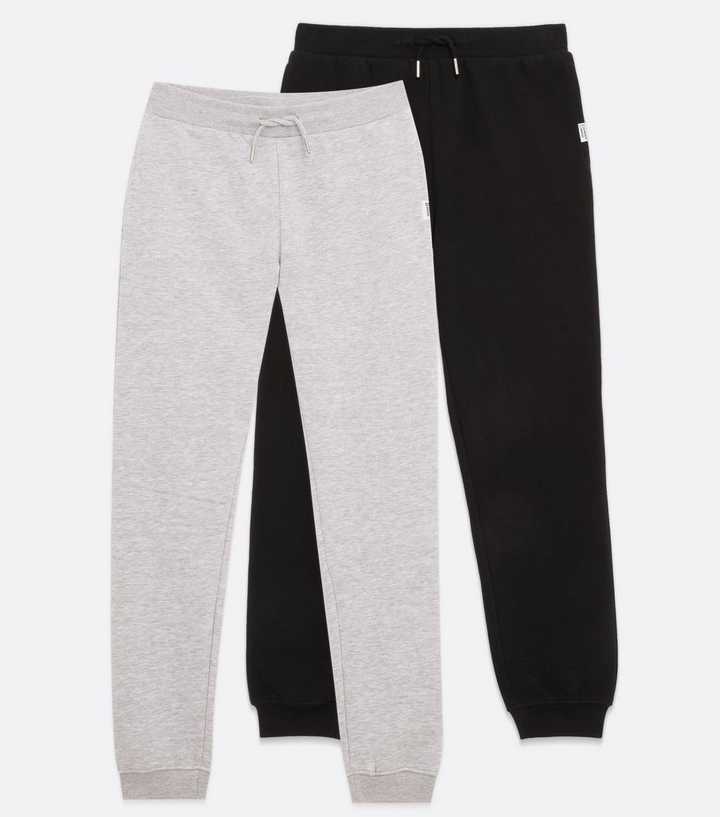 Boys 2 Pack Grey and Black Cuffed Joggers New Look