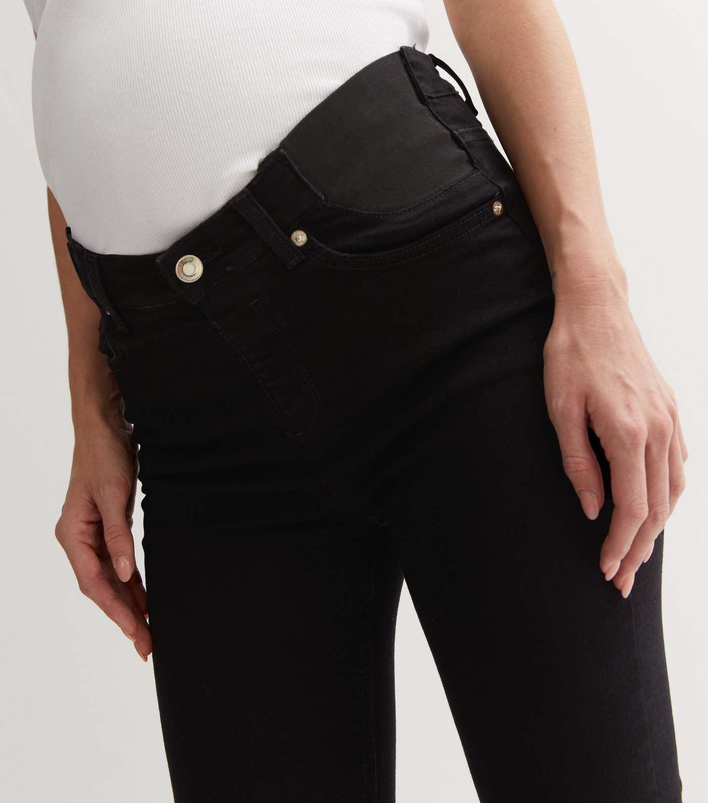 Maternity Black Mid Rise Adjustable Waist Jenna Skinny Jeans Image 2
