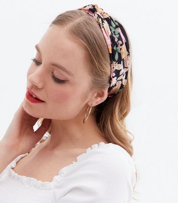 Black Floral Twist Headband