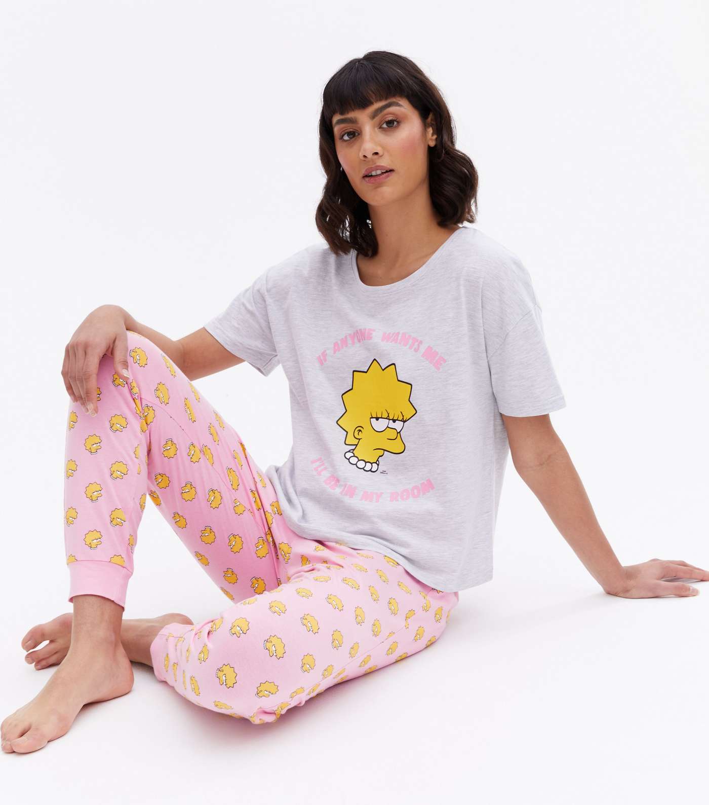 Light Grey Jogger Pyjama Set with Lisa Simpson Logo