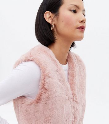 Light pink outlet fur vest