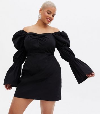 long sleeve bardot mini dress