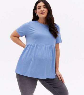 Maternity Pale Blue Peplum Top | New Look