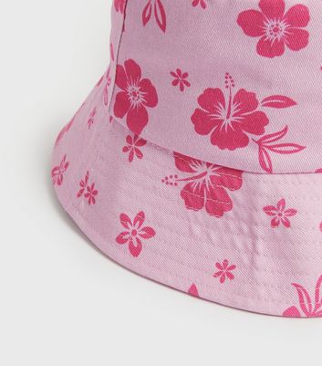 Girls Pink Tropical Floral Bucket Hat 