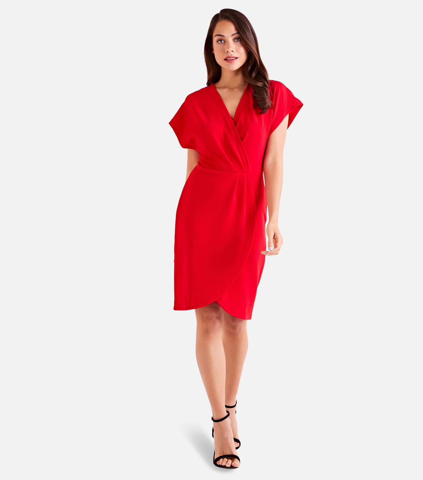 Mela Red Short Sleeve Wrap Dress Image 2