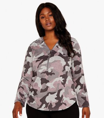 Click to view product details and reviews for Apricot Curves Light Grey Camo Soft Touch Top New Look.