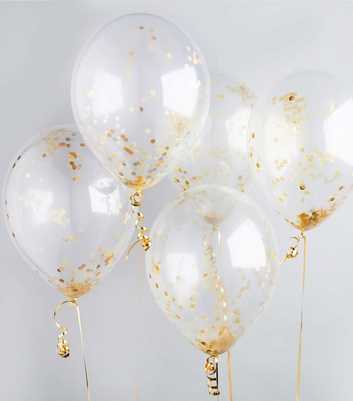 5 Pack Gold Confetti Balloons