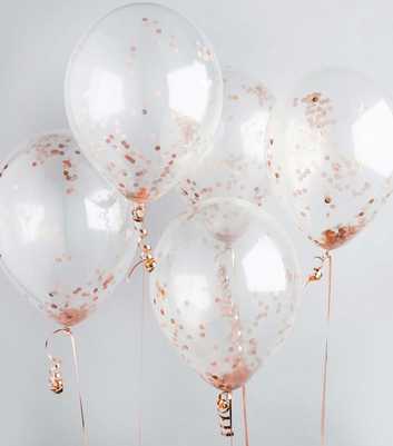 5 Pack Rose Gold Confetti Balloons